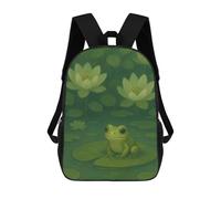 sinyumoney Mochila Para Niñas Frog on Lily Pad Illustration Mochila Escolar Impresa En 3D Para Niños Mochila Informal De Día Mochila Ligera Para Estudiantes De Secundaria 17inch