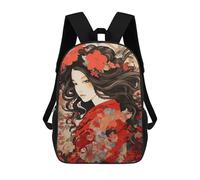 sinyumoney Mochila Para Niñas Geisha Vintage Mochila Escolar Impresa En 3D Para Niños Mochila Informal De Día Mochila Ligera Para Estudiantes De Secundaria 17inch