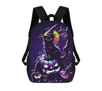 sinyumoney Mochila Para Niñas Halloween Cat & Pumpkins Mochila Escolar Impresa En 3D Para Niños Mochila Informal De Día Mochila Ligera Para Estudiantes De Secundaria 17inch