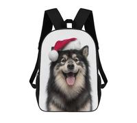 sinyumoney Mochila Para Niñas Happy Finnish Lapphund Dog with Santa Hat Mochila Escolar Impresa En 3D Para Niños Mochila Informal De Día Mochila Ligera Para Estudiantes De Secundaria 17inch