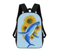 sinyumoney Mochila Para Niñas Humpback Whale And Flower Mochila Escolar Impresa En 3D Para Niños Mochila Informal De Día Mochila Ligera Para Estudiantes De Secundaria 17inch