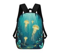 sinyumoney Mochila Para Niñas Jellyfish in Underwater Cave Mochila Escolar Impresa En 3D Para Niños Mochila Informal De Día Mochila Ligera Para Estudiantes De Secundaria 17inch