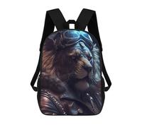 sinyumoney Mochila Para Niñas Lion Biker Artwork Mochila Escolar Impresa En 3D Para Niños Mochila Informal De Día Mochila Ligera Para Estudiantes De Secundaria 17inch