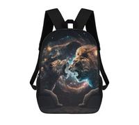 sinyumoney Mochila Para Niñas Lion Duel in Cosmic Light Mochila Escolar Impresa En 3D Para Niños Mochila Informal De Día Mochila Ligera Para Estudiantes De Secundaria 17inch
