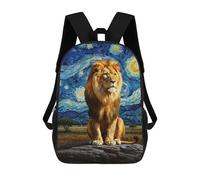 sinyumoney Mochila Para Niñas Lion in Starry Night Style Mochila Escolar Impresa En 3D Para Niños Mochila Informal De Día Mochila Ligera Para Estudiantes De Secundaria 17inch