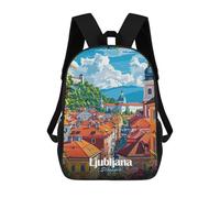 sinyumoney Mochila Para Niñas Ljubljana, Slovenia Cityscape Illustration Mochila Escolar Impresa En 3D Para Niños Mochila Informal De Día Mochila Ligera Para Estudiantes De Secundaria 17inch