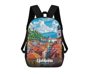 sinyumoney Mochila Para Niñas Ljubljana, Slovenia Cityscape Illustration Mochila Escolar Impresa En 3D Para Niños Mochila Informal De Día Mochila Ligera Para Estudiantes De Secundaria 17inch