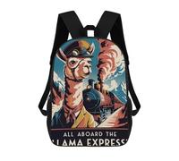 sinyumoney Mochila Para Niñas Llama Express Vintage Travel Mochila Escolar Impresa En 3D Para Niños Mochila Informal De Día Mochila Ligera Para Estudiantes De Secundaria 17inch