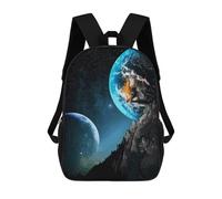 sinyumoney Mochila Para Niñas Moon And Earth Mochila Escolar Impresa En 3D Para Niños Mochila Informal De Día Mochila Ligera Para Estudiantes De Secundaria 17inch