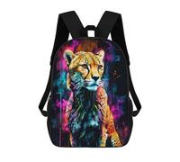 sinyumoney Mochila Para Niñas Neon Cheetah Mochila Escolar Impresa En 3D Para Niños Mochila Informal De Día Mochila Ligera Para Estudiantes De Secundaria 17inch