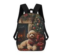 sinyumoney Mochila Para Niñas Poodle Christmas Portrait Poodle in Holiday Scene Mochila Escolar Impresa En 3D Para Niños Mochila Informal De Día Mochila Ligera Para Estudiantes De Secundaria 17inch