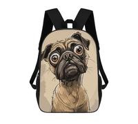 sinyumoney Mochila Para Niñas Pug Caricature Mochila Escolar Impresa En 3D Para Niños Mochila Informal De Día Mochila Ligera Para Estudiantes De Secundaria 17inch