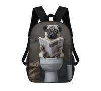 sinyumoney Mochila Para Niñas Pug Dog Funny Cute Mochila Escolar Impresa En 3D Para Niños Mochila Informal De Día Mochila Ligera Para Estudiantes De Secundaria 17inch