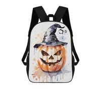 sinyumoney Mochila Para Niñas Pumpkin with Witch Hat Mochila Escolar Impresa En 3D Para Niños Mochila Informal De Día Mochila Ligera Para Estudiantes De Secundaria 17inch