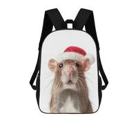 sinyumoney Mochila Para Niñas Rat Wearing A Santa Hat Mochila Escolar Impresa En 3D Para Niños Mochila Informal De Día Mochila Ligera Para Estudiantes De Secundaria 17inch