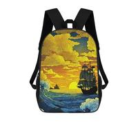 sinyumoney Mochila Para Niñas Sailing Ship at Sunset Mochila Escolar Impresa En 3D Para Niños Mochila Informal De Día Mochila Ligera Para Estudiantes De Secundaria 17inch