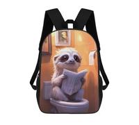 sinyumoney Mochila Para Niñas Sloth Reading on Toilet Funny Mochila Escolar Impresa En 3D Para Niños Mochila Informal De Día Mochila Ligera Para Estudiantes De Secundaria 17inch
