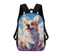sinyumoney Mochila Para Niñas Smiling Welsh Corgi in Flowers Mochila Escolar Impresa En 3D Para Niños Mochila Informal De Día Mochila Ligera Para Estudiantes De Secundaria 17inch