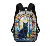 sinyumoney Mochila Para Niñas Stained Glass Cat Mochila Escolar Impresa En 3D Para Niños Mochila Informal De Día Mochila Ligera Para Estudiantes De Secundaria 17inch