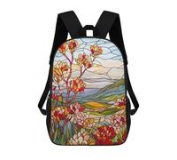 sinyumoney Mochila Para Niñas Stained Glass Landscape Mochila Escolar Impresa En 3D Para Niños Mochila Informal De Día Mochila Ligera Para Estudiantes De Secundaria 17inch