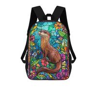 sinyumoney Mochila Para Niñas Stained Glass Otter Mochila Escolar Impresa En 3D Para Niños Mochila Informal De Día Mochila Ligera Para Estudiantes De Secundaria 17inch