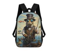 sinyumoney Mochila Para Niñas Steampunk Seal Fisherman Mochila Escolar Impresa En 3D Para Niños Mochila Informal De Día Mochila Ligera Para Estudiantes De Secundaria 17inch