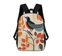 sinyumoney Mochila Para Niñas Stylized Bird on Branch Mochila Escolar Impresa En 3D Para Niños Mochila Informal De Día Mochila Ligera Para Estudiantes De Secundaria 17inch