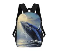 sinyumoney Mochila Para Niñas The Blue Whale at Night Mochila Escolar Impresa En 3D Para Niños Mochila Informal De Día Mochila Ligera Para Estudiantes De Secundaria 17inch