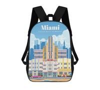 sinyumoney Mochila Para Niñas Travel to Miami Mochila Escolar Impresa En 3D Para Niños Mochila Informal De Día Mochila Ligera Para Estudiantes De Secundaria 17inch