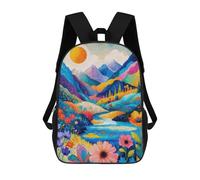 sinyumoney Mochila Para Niñas Vibrant Mountain Valley Painting Mochila Escolar Impresa En 3D Para Niños Mochila Informal De Día Mochila Ligera Para Estudiantes De Secundaria 17inch