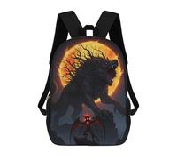 sinyumoney Mochila Para Niñas Werewolf And Demon Under Fiery Moon Mochila Escolar Impresa En 3D Para Niños Mochila Informal De Día Mochila Ligera Para Estudiantes De Secundaria 17inch