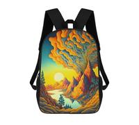 sinyumoney Mochila Para Niñas Whimsical Landscape with River And Mountains Mochila Escolar Impresa En 3D Para Niños Mochila Informal De Día Mochila Ligera Para Estudiantes De Secundaria 17inch