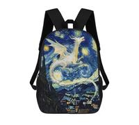 sinyumoney Mochila Para Niñas White Dragon Starry Night Mochila Escolar Impresa En 3D Para Niños Mochila Informal De Día Mochila Ligera Para Estudiantes De Secundaria 17inch