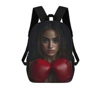 sinyumoney Mochila Para Niñas Woman in Boxing Gloves Mochila Escolar Impresa En 3D Para Niños Mochila Informal De Día Mochila Ligera Para Estudiantes De Secundaria 17inch