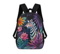 sinyumoney Mochila Para Niñas Zebra in Tropical Floral Setting Mochila Escolar Impresa En 3D Para Niños Mochila Informal De Día Mochila Ligera Para Estudiantes De Secundaria 17inch