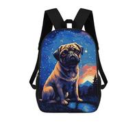 sinyumoney Mochila para niños, mochila escolar impresa en 3D, mochila para niños y niñas, mochila ajustable para escuela primaria, Pug Magical Pixel Art, 17"