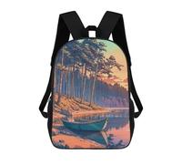 sinyumoney Mochila para niños, mochila escolar impresa en 3D, mochila para niños y niñas, mochila ajustable para escuela primaria, Boat By The Lake, 17"