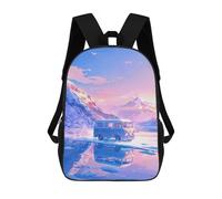 sinyumoney Mochila para niños, mochila escolar impresa en 3D, mochila para niños y niñas, mochila ajustable para escuela primaria, Van On Frozen Lake, 17"