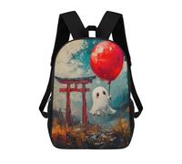 sinyumoney Mochila para niños, mochila escolar impresa en 3D, mochila para niños y niñas, mochila ajustable para escuela primaria, Fantasma con globo rojo, 17"