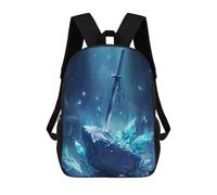 sinyumoney Mochila para niños, mochila escolar impresa en 3D, mochila para niños y niñas, mochila ajustable para escuela primaria, Sword Beneath The Crystal, 17"