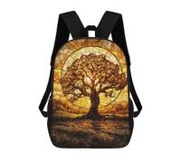 sinyumoney Mochila para niños, mochila escolar impresa en 3D, mochila para niños y niñas, mochila ajustable para escuela primaria, Amber Tree Stained Glass, 17"