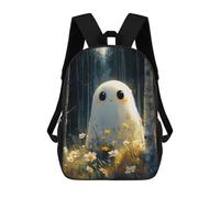 sinyumoney Mochila para niños, mochila escolar impresa en 3D, mochila para niños y niñas, mochila ajustable para escuela primaria, Fantasma del bosque amistoso, 17"