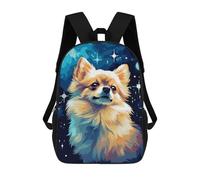 sinyumoney Mochila para niños, mochila escolar impresa en 3D, mochila para niños y niñas, mochila ajustable para escuela primaria, Pomeranian Dog Pixel Art, 17"
