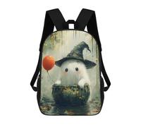 sinyumoney Mochila para niños, mochila escolar impresa en 3D, mochila para niños y niñas, mochila ajustable para escuela primaria, Cute Ghost In A Cauldron, 17"