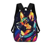 sinyumoney Mochila para niños, mochila escolar impresa en 3D, mochila para niños y niñas, mochila ajustable para escuela primaria, German Shepherd Spaceman, 17"
