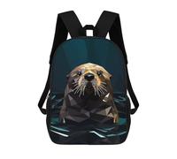 sinyumoney Mochila para niños, mochila escolar impresa en 3D, mochila para niños y niñas, mochila ajustable para escuela primaria, Geometric Style Sea Otter, 17"