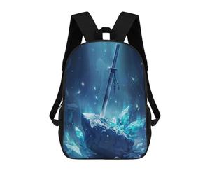 sinyumoney Mochila para niños, mochila escolar impresa en 3D, mochila para niños y niñas, mochila ajustable para escuela primaria, Sword Beneath The Crystal, 17"