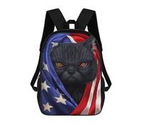 sinyumoney Mochila para niños, mochila escolar impresa en 3D para niños y niñas, Black Cat Usa Patriot, 17"