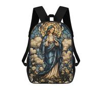 sinyumoney Mochila para niños, mochila escolar impresa en 3D para niños y niñas, Cristal esmaltado Virgin Mary, 17"