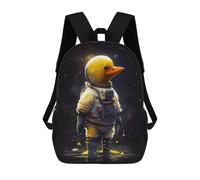 sinyumoney Mochila para niños, mochila escolar impresa en 3D para niños y niñas, Rubber Duck Astronaut, 17"